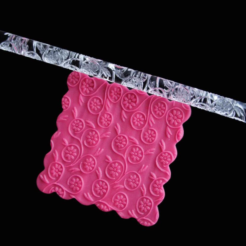 Embossing Acrylic Rolling Pin Fondant Cake Baking