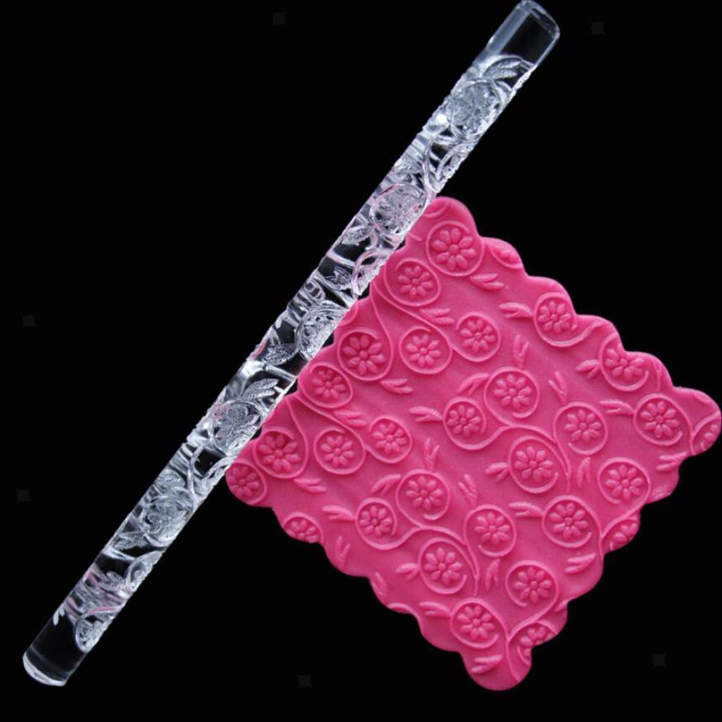 Embossing Acrylic Rolling Pin Fondant Cake Baking