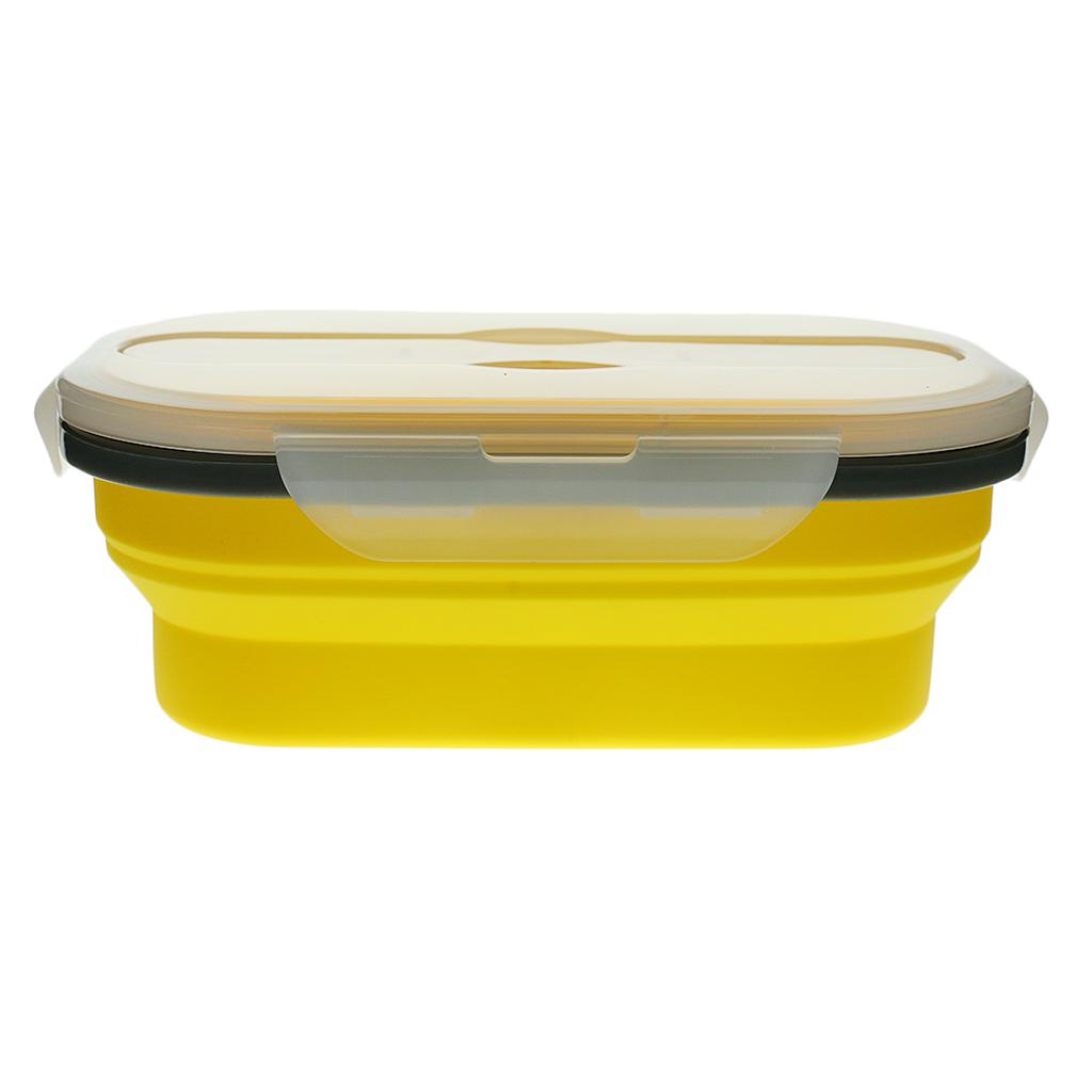 Silicone Plastic Lunch Box Picnic Bento Container  Food Storage Box Yellow