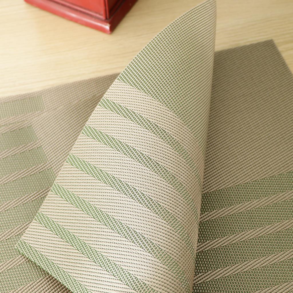 2pcs PVC Rectangle Placemat Heat Insulation Pad Dining Table Mat Green