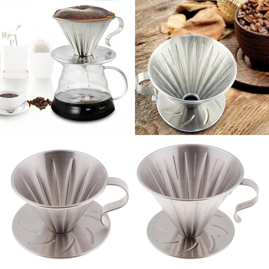Kitchen Stainless Steel Pour Over Cone Dripper Reusable Drip Coffee Filter