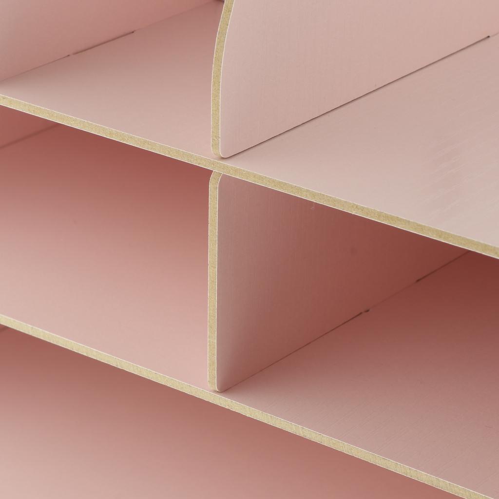 Desktop Organizer Office Storage Rack Wood Display Shelf Display Pink