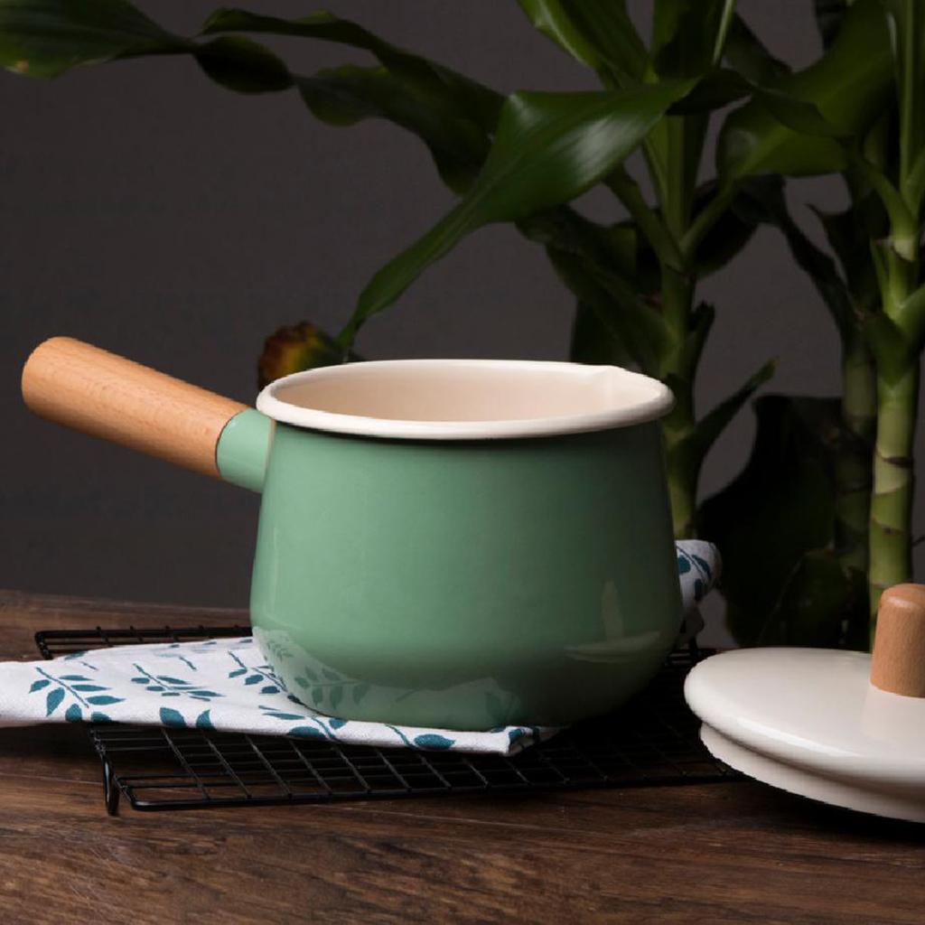 1.5L Kitchen Enamel Sauce Pan Gravy Milk Pan Cooking Saucepan