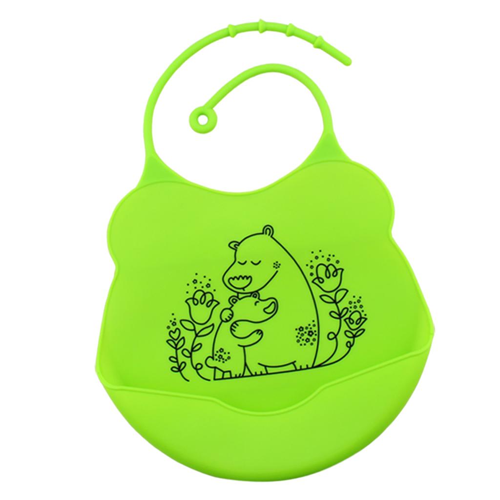 Baby Bibs Silicone Comfortable Soft Toddlers Feeding Bibs Hippo_Green