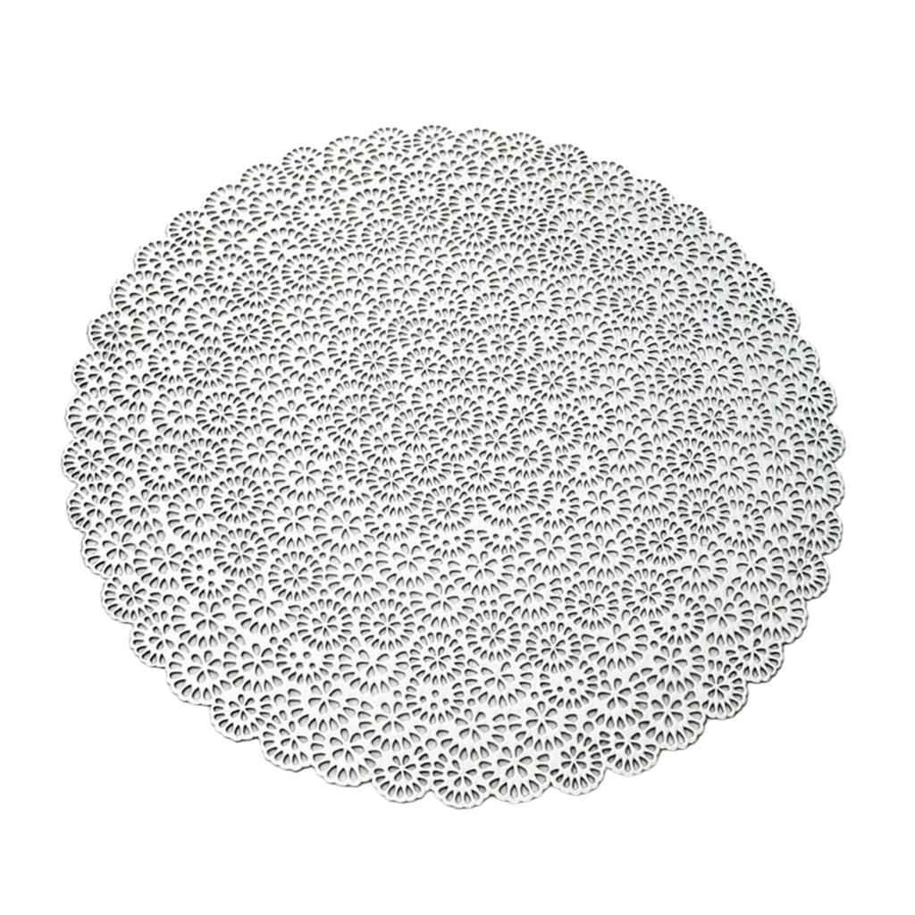 PVC Nordic Style Placemat Round Table Cup Drink Coaster 38cm Silver