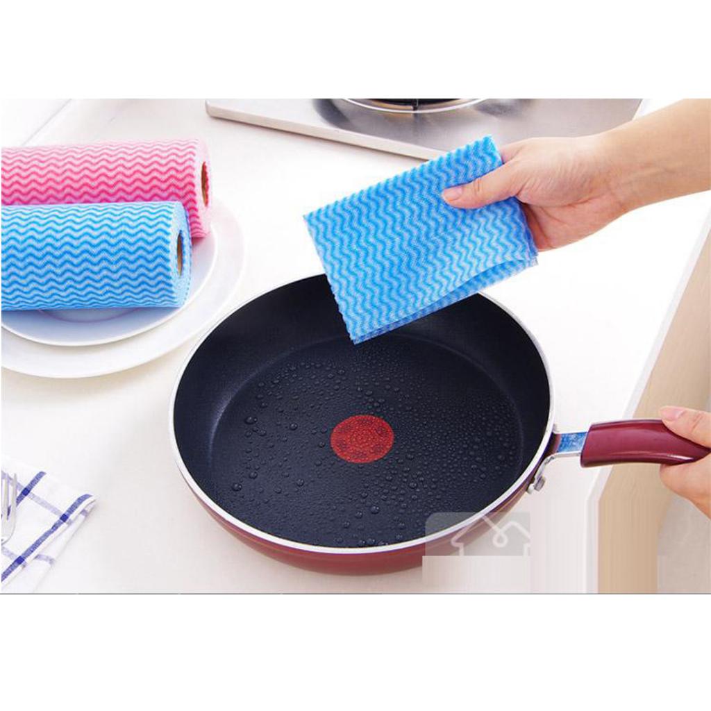 50PCS Non-woven Kitchen Cleaning Cloth Disposable Wiping Scouring Pad Blue