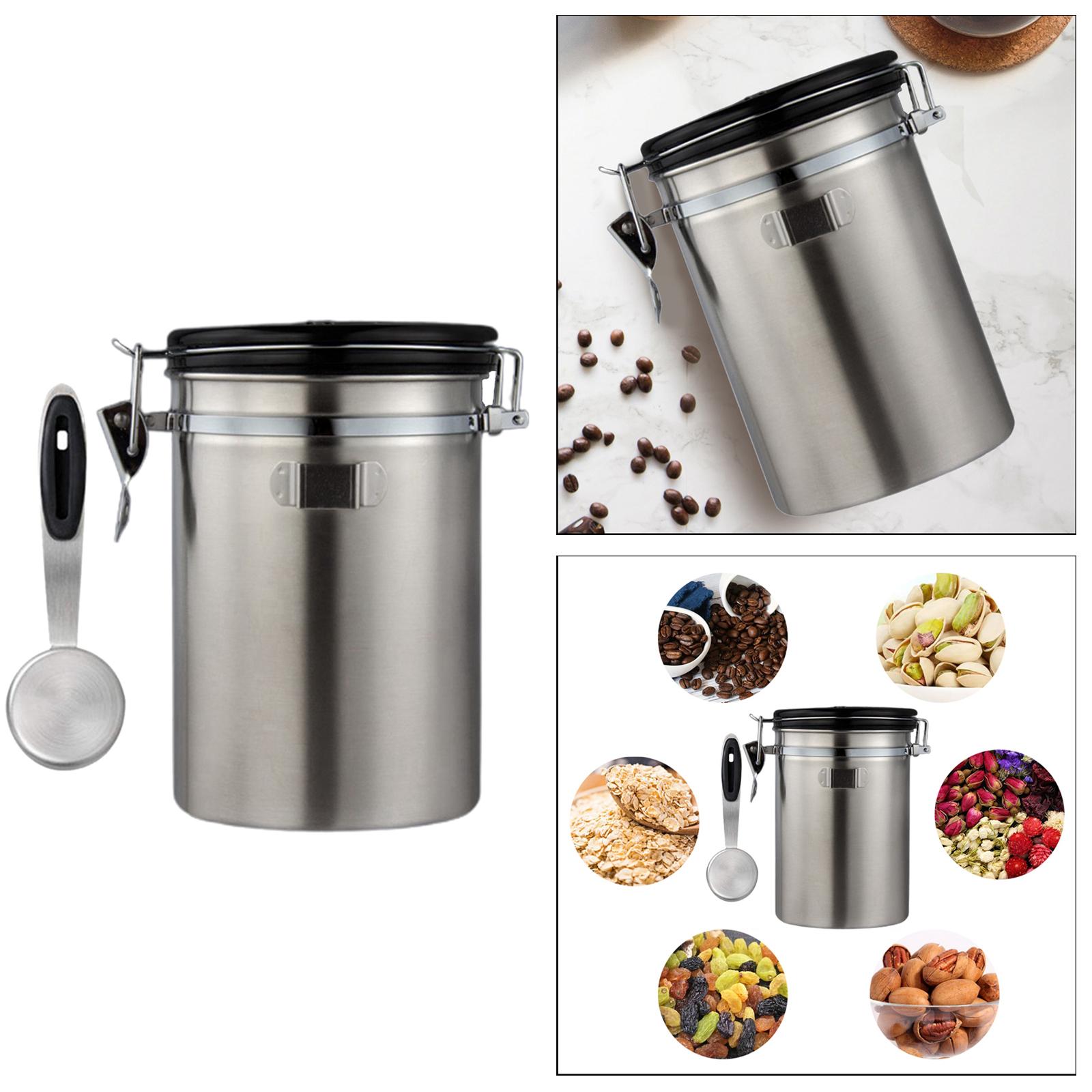 Coffee Canister Kitchen Dry Food Storage Container Airtight Silver 1800ml