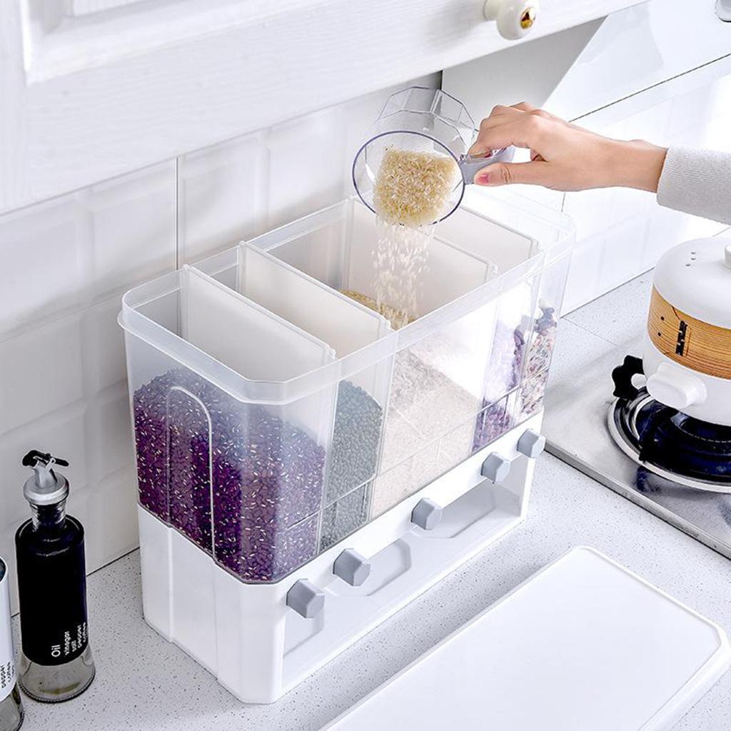 5 in1 Countertop Rice Bucket Grain Dispenser Dry Food Storage Container