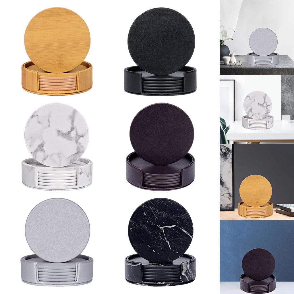 2x Marble Grain Coaster Heat Resistance Cup Mat black marble grain white