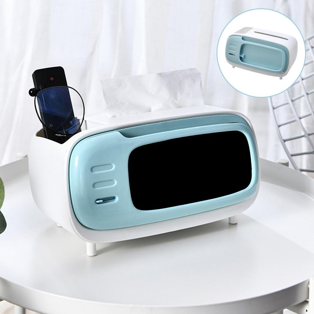 Multi-function Tissue Case Desktop Tissue Dispenser Storage Accessories Blue