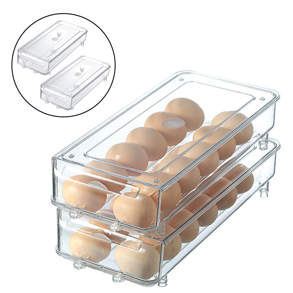 Stackable Egg Holder Auto Scrolling Down Cabinet Eggs Tray Fresh Boxes