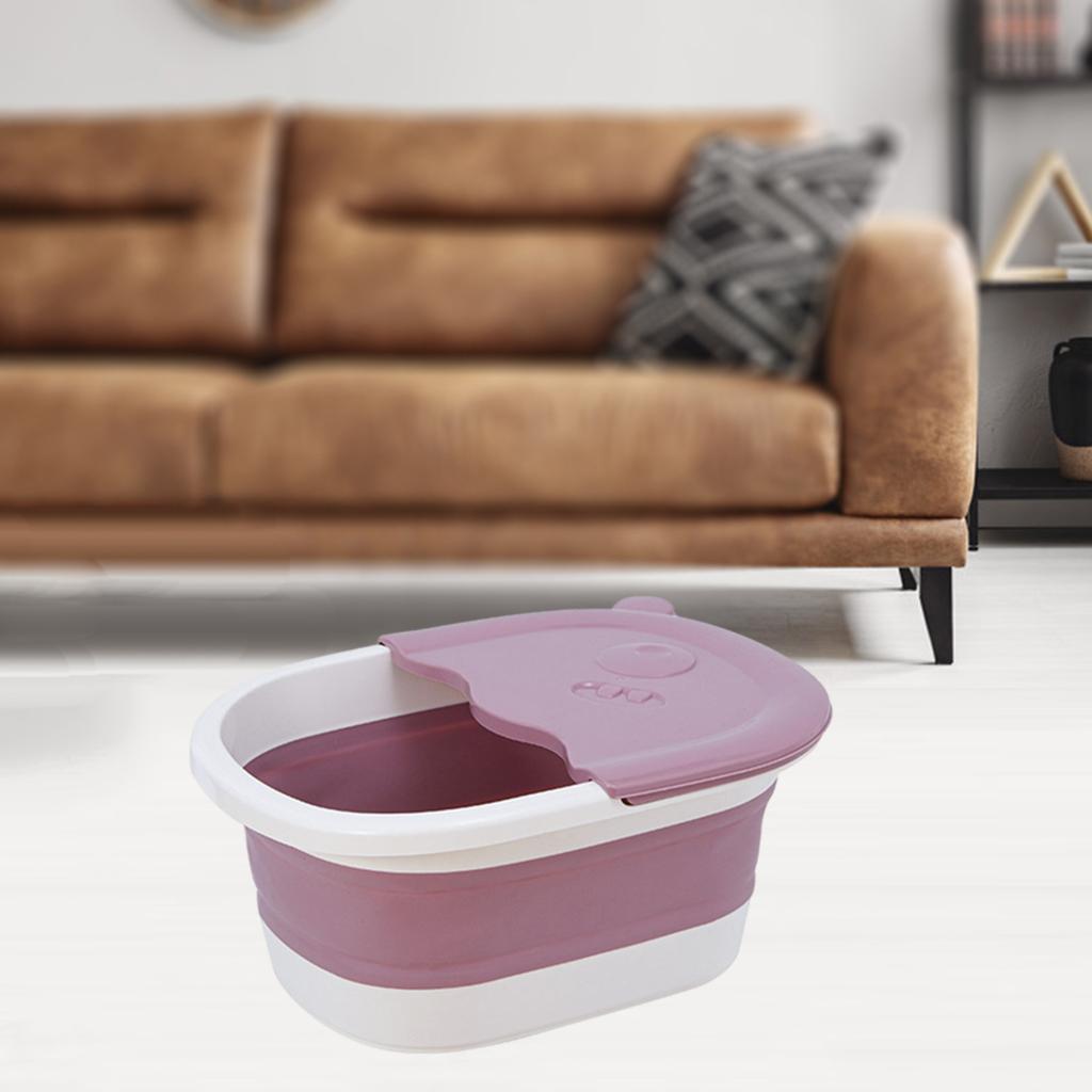 Folding Foot Basin with Pebble Massage Feet Soaker Massage Tubfoot Care Pink