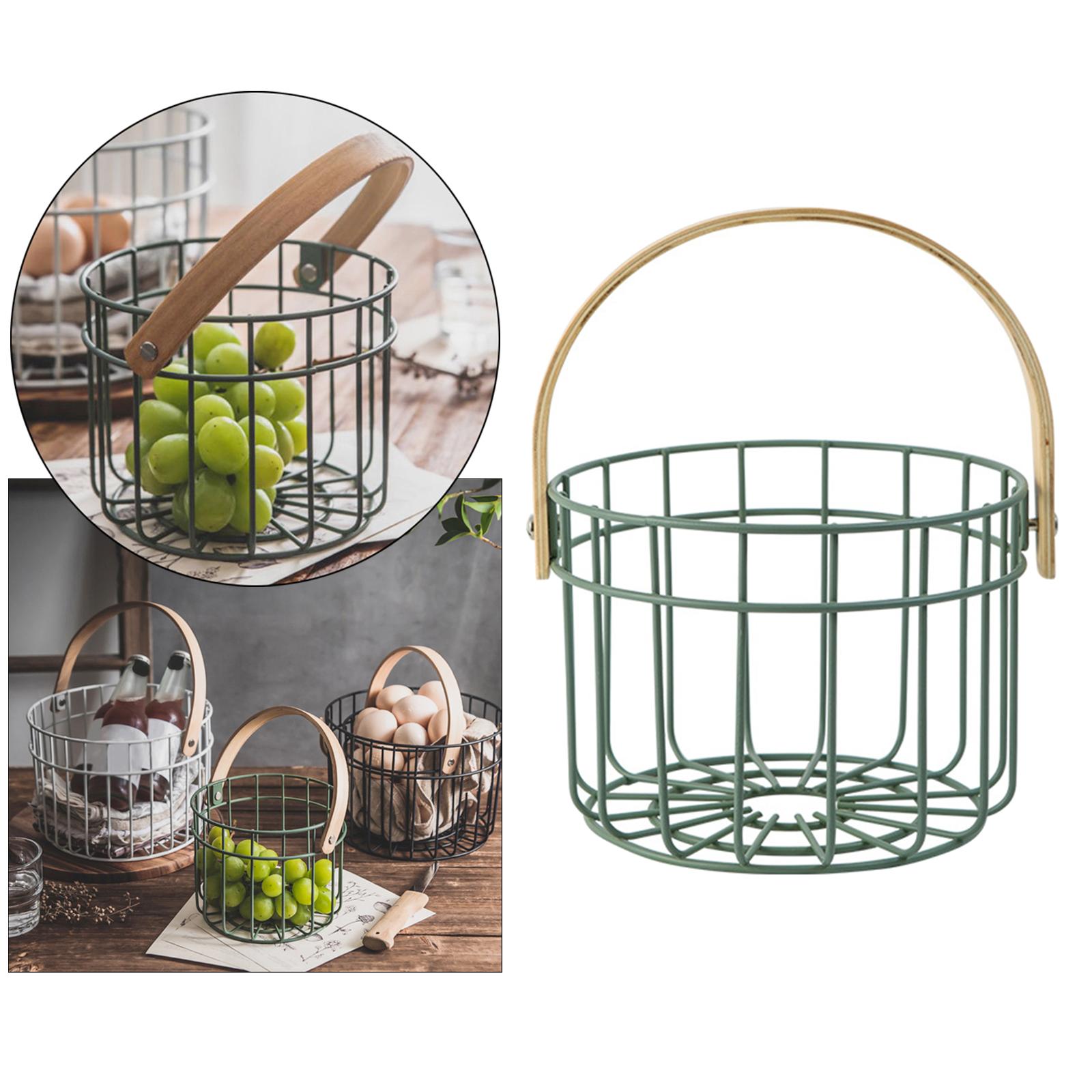 Metal Wire Egg Basket for Collecting Chicken Eggs Holder Green L