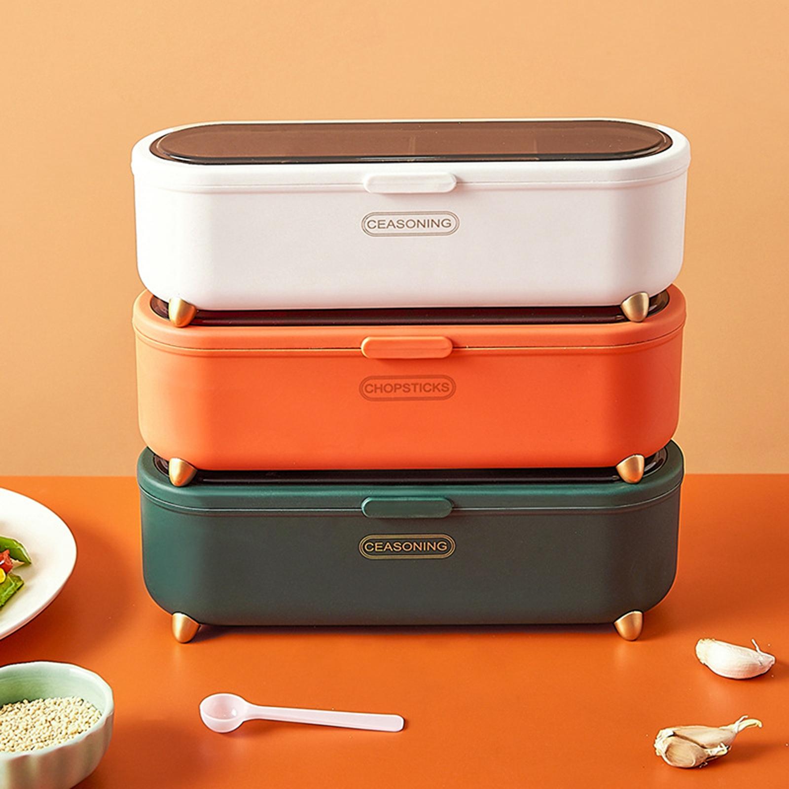 Seasoning Storage Container Supplies Bottle Compartments Box Containers orange