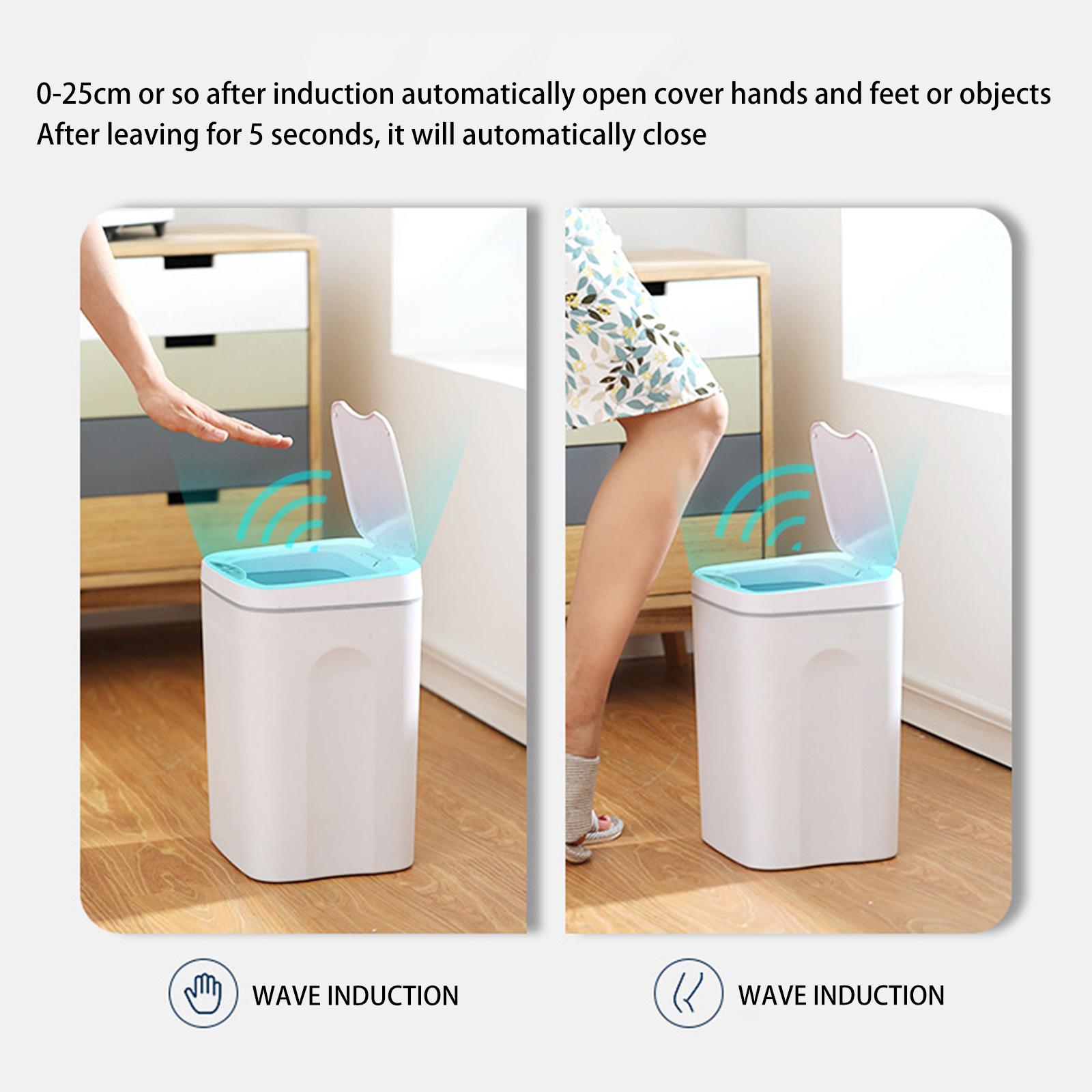 Smart Induction Trash Can Rubbish Electric Waste Basket for Office White