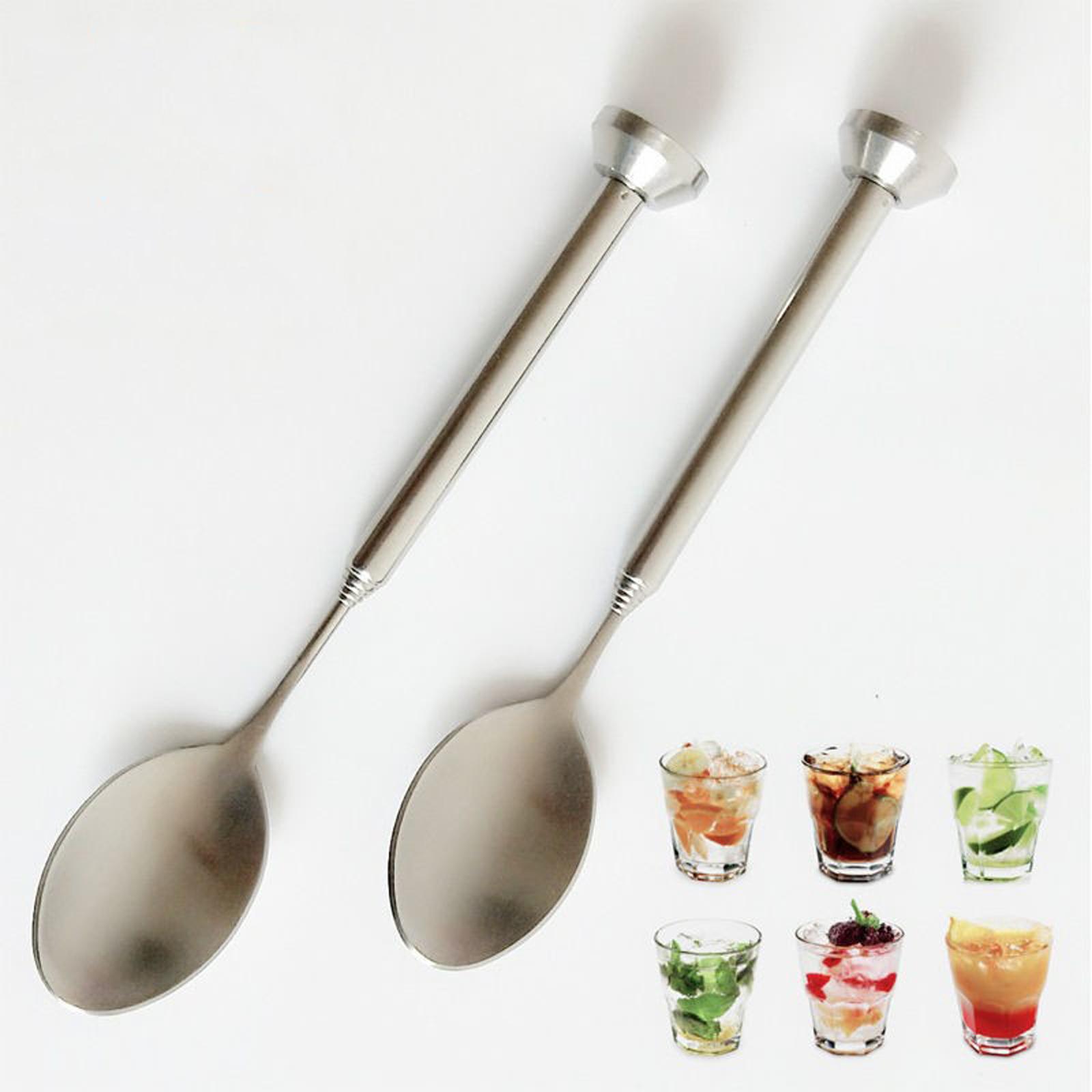 2x304 Stainless Steel Stirring Spoon Swizzle Stick for Cream Milk