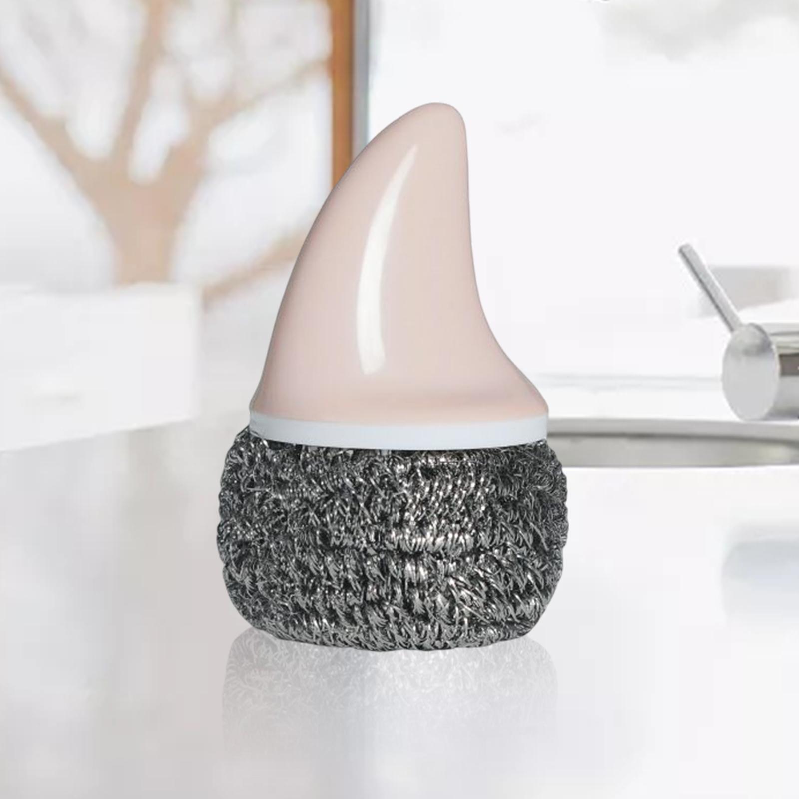 Cleaning Ball Brush Pot Cleaning Brush with Handle for Washing  Pink