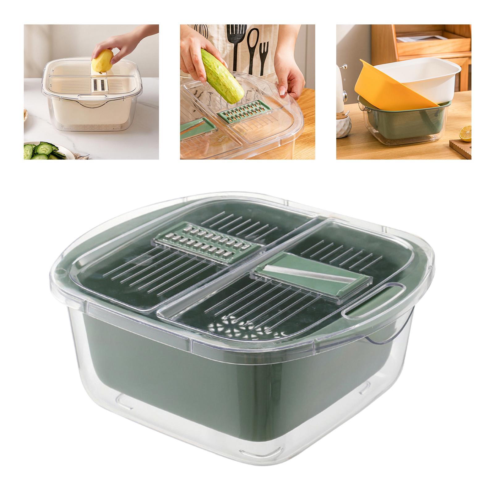 Colander Strainer Bowl Set with Lid Kitchen Tool Vegetable Slicer Grater Green
