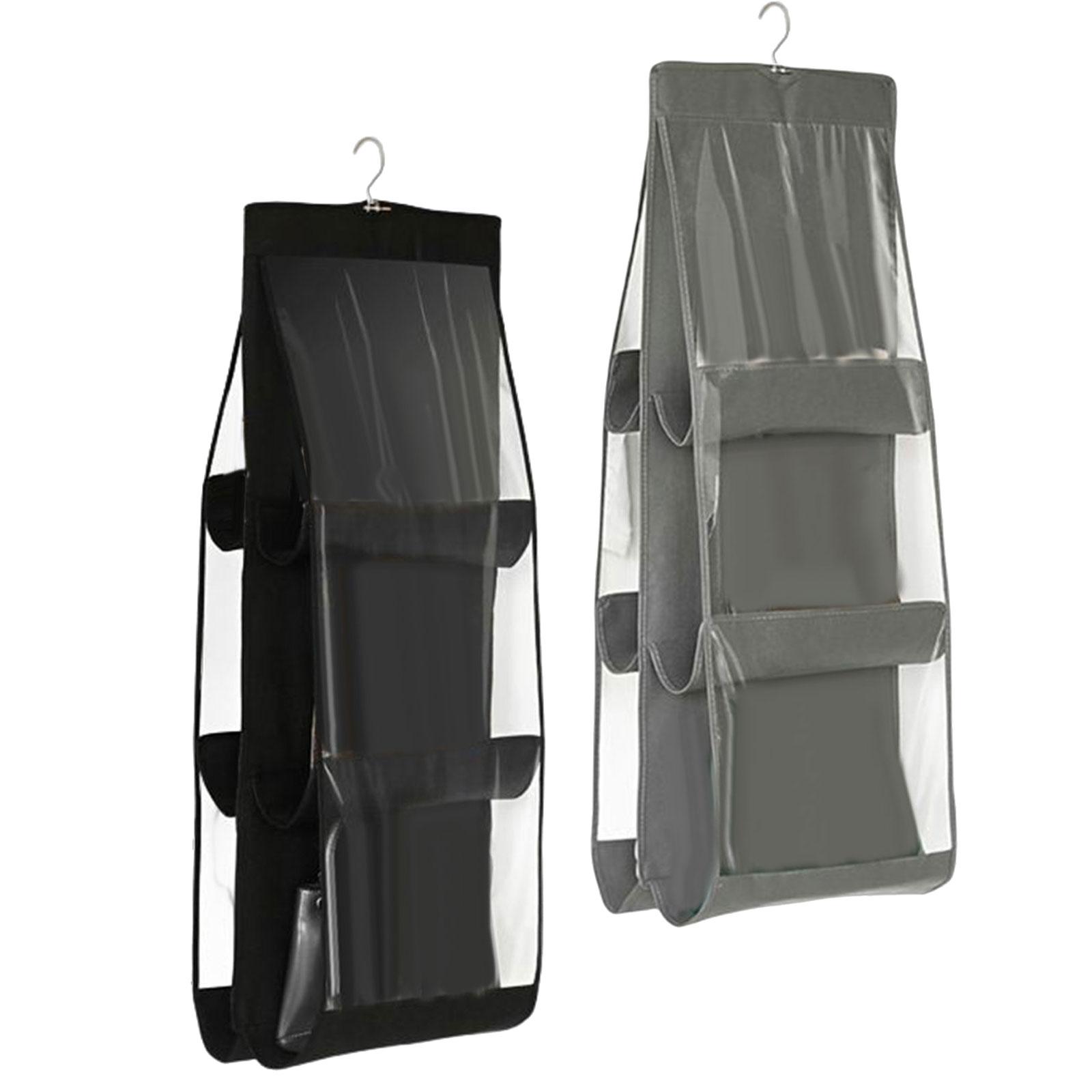 2xHanging Handbag Organizer Closet Organizer Purse Organizer for Bedroom Black