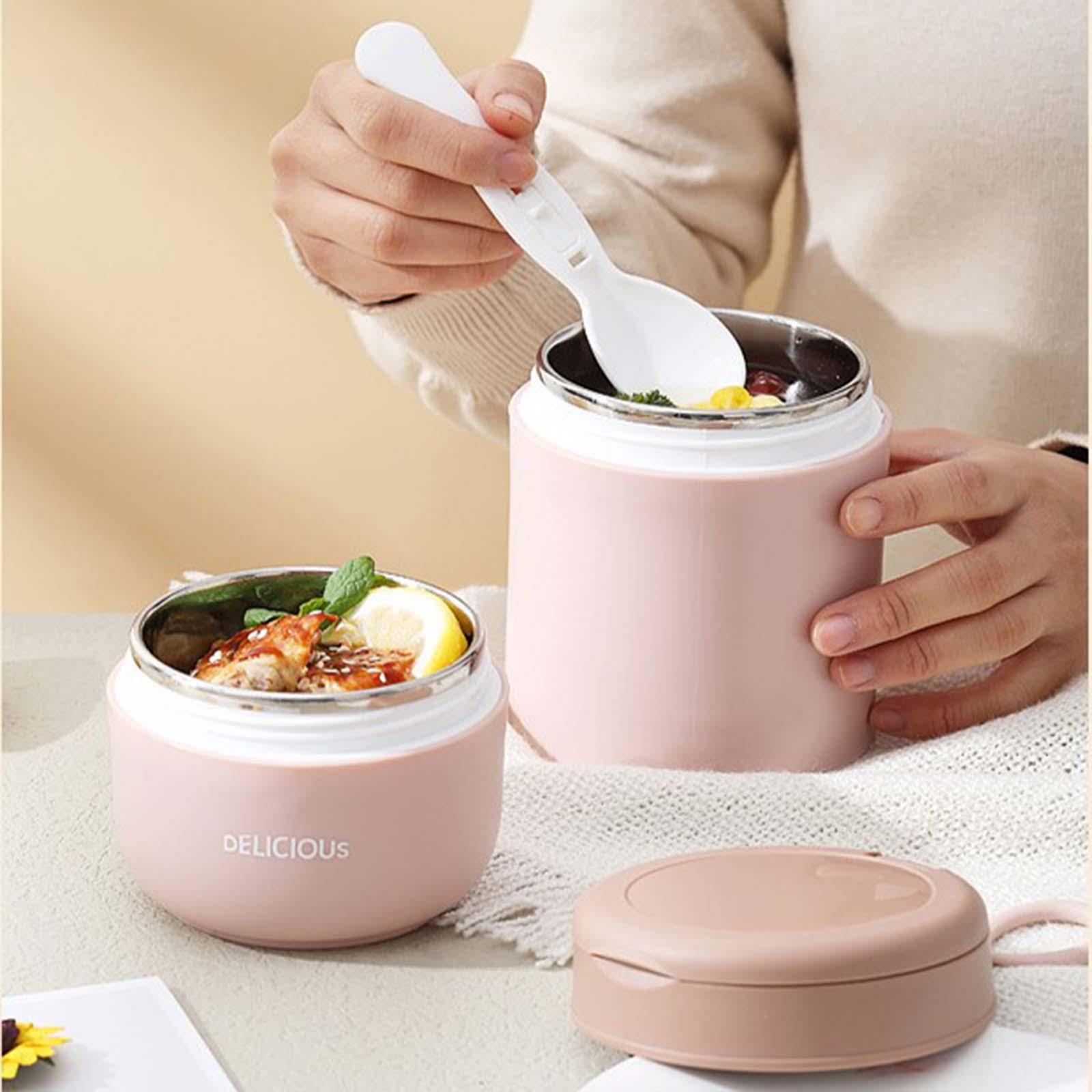 Lunch Container Wide Mouth thermal Food Jar leakproof for Picnic Pink