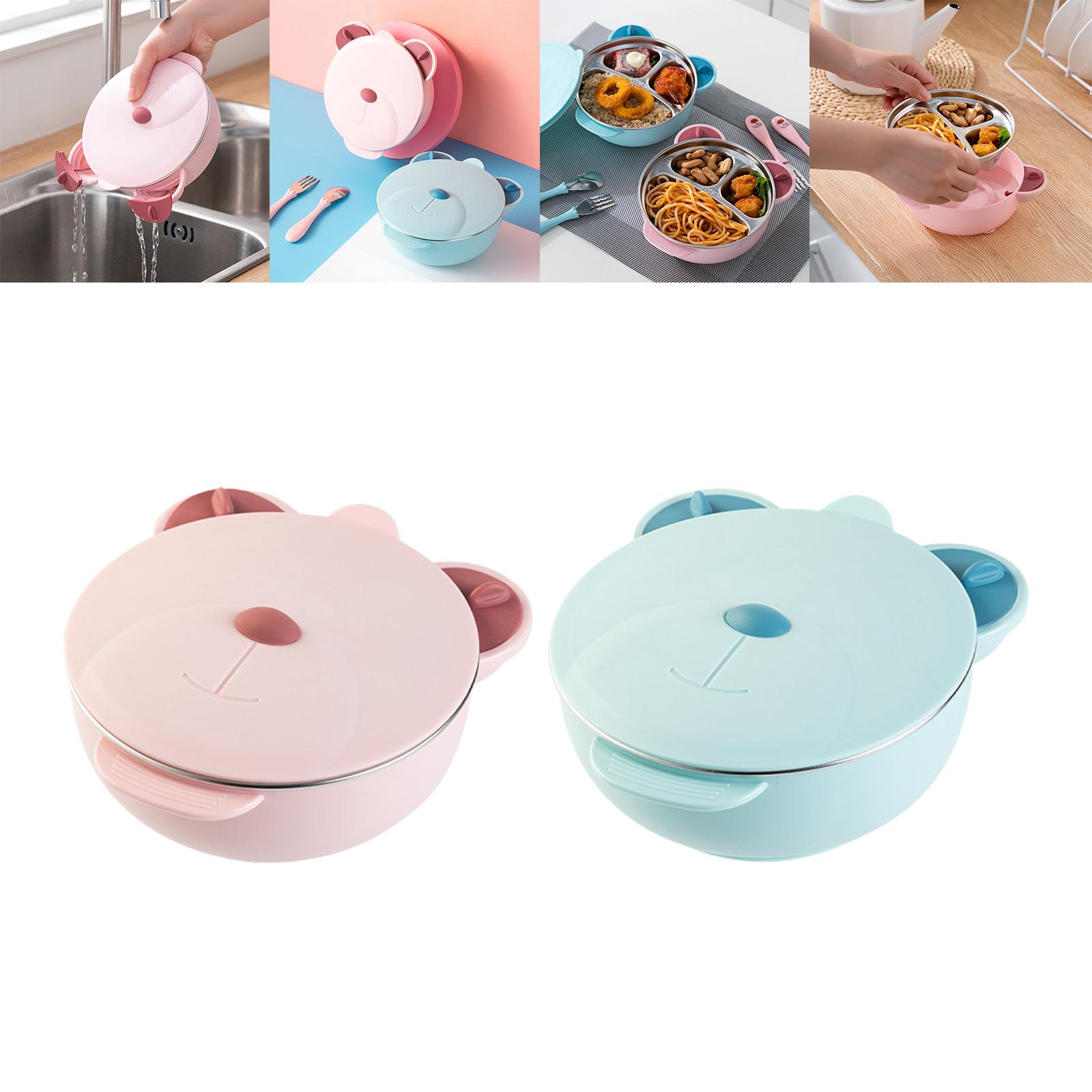 Children Cutlery Insulation Lunch Box Multi Compartment Bowl Kids Bento Box pink