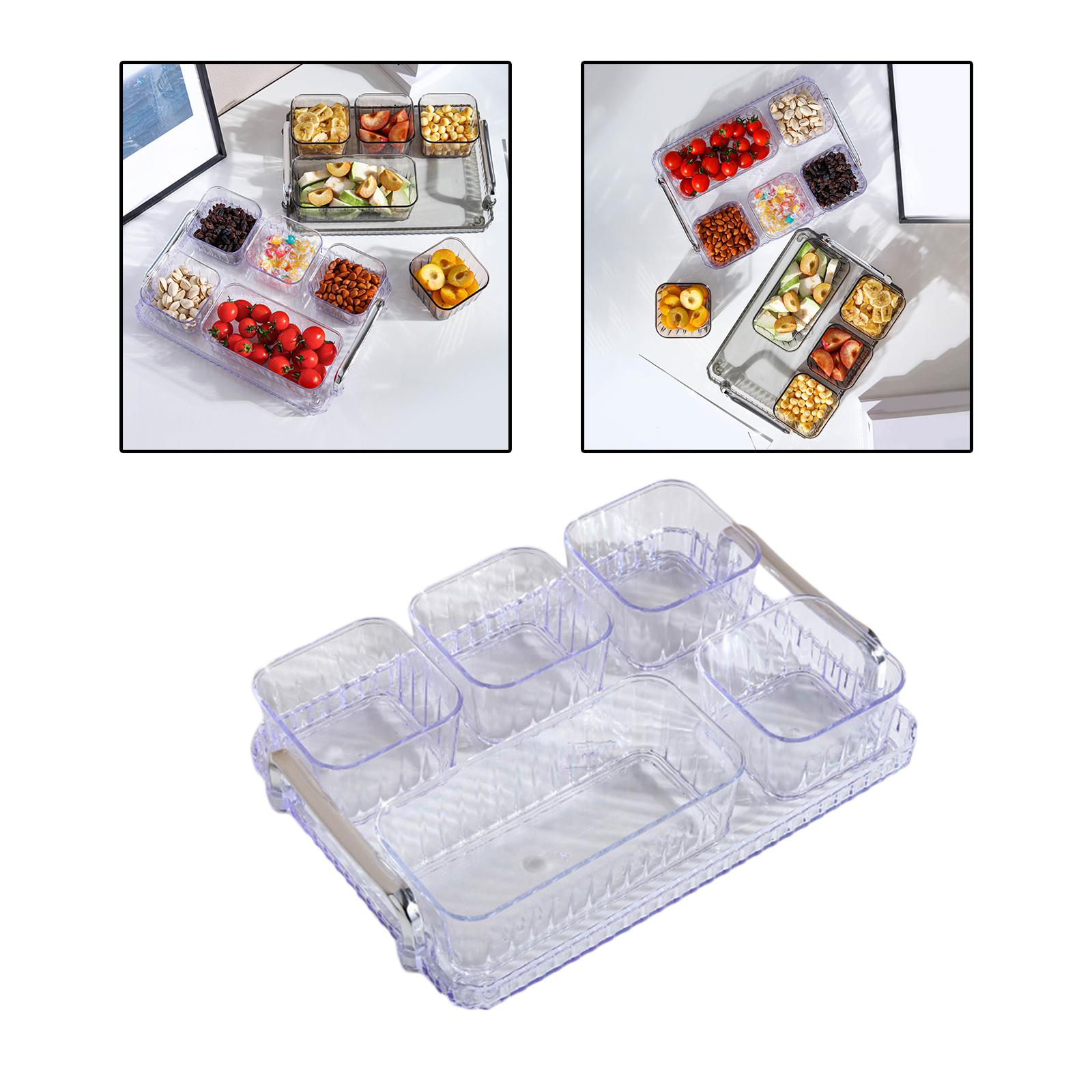Plastic Snack Serving Tray Divided Serving Platter for Fruits Snacks Clear