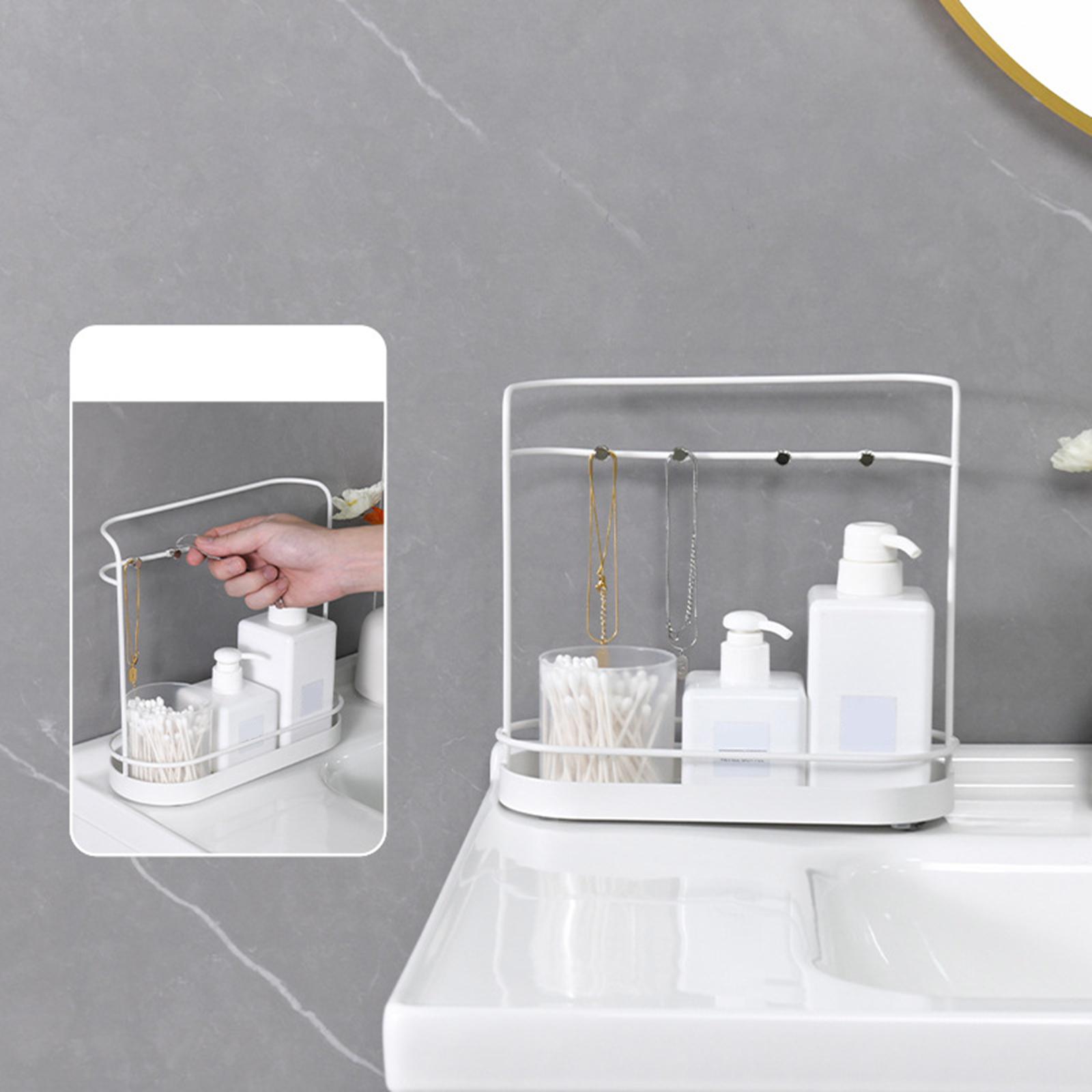 Entryway Key Holder Jewelry Organizer Rack for Countertop Farmhouse Bathroom White