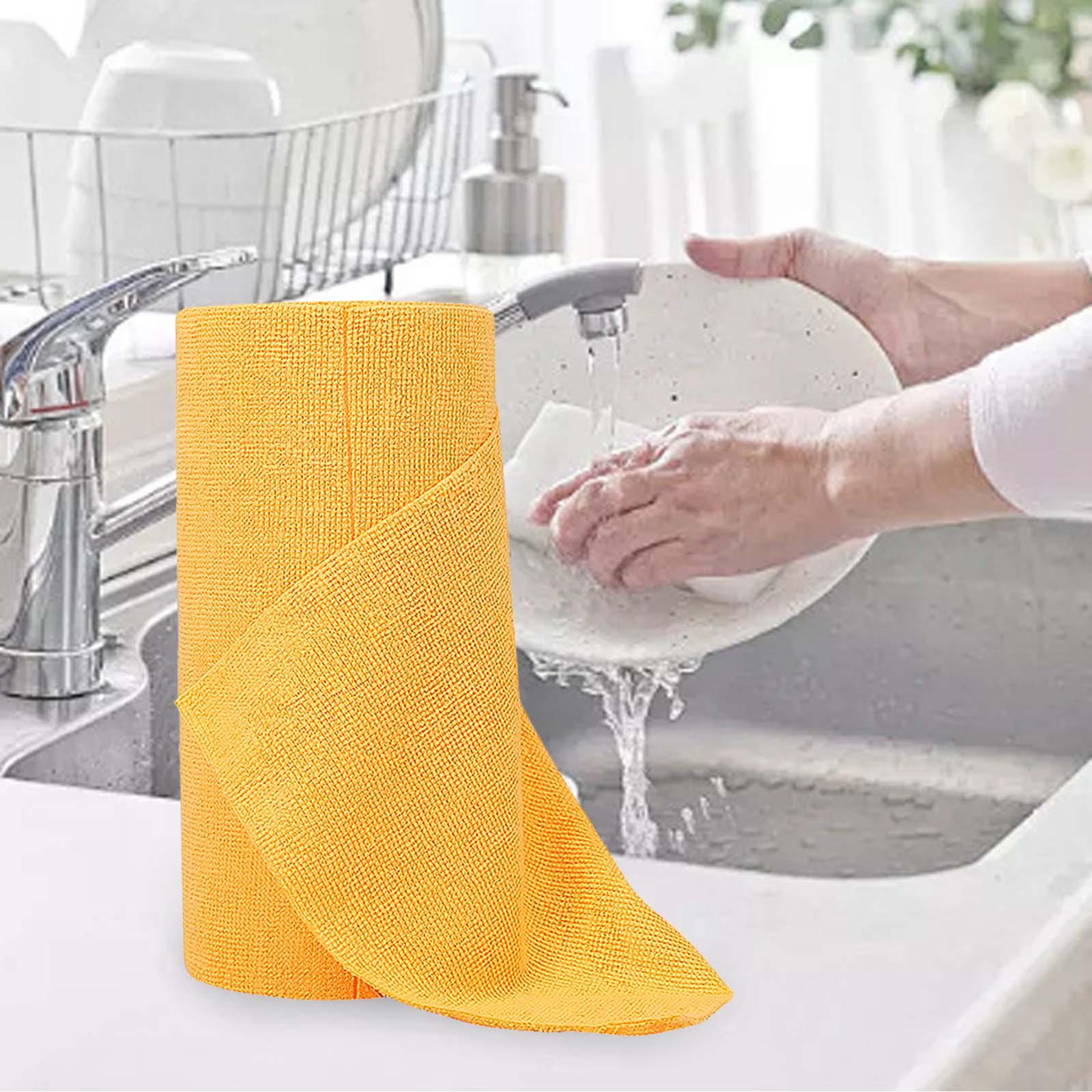 Microfiber Cleaning Cloth Reusable Dish Towel for Appliance Furniture Dishes Yellow
