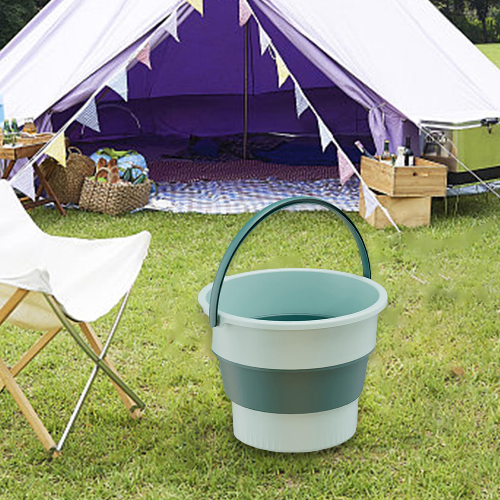 Foldable Bucket with Handle Easy Cleaning Bucket for House Cleaning green