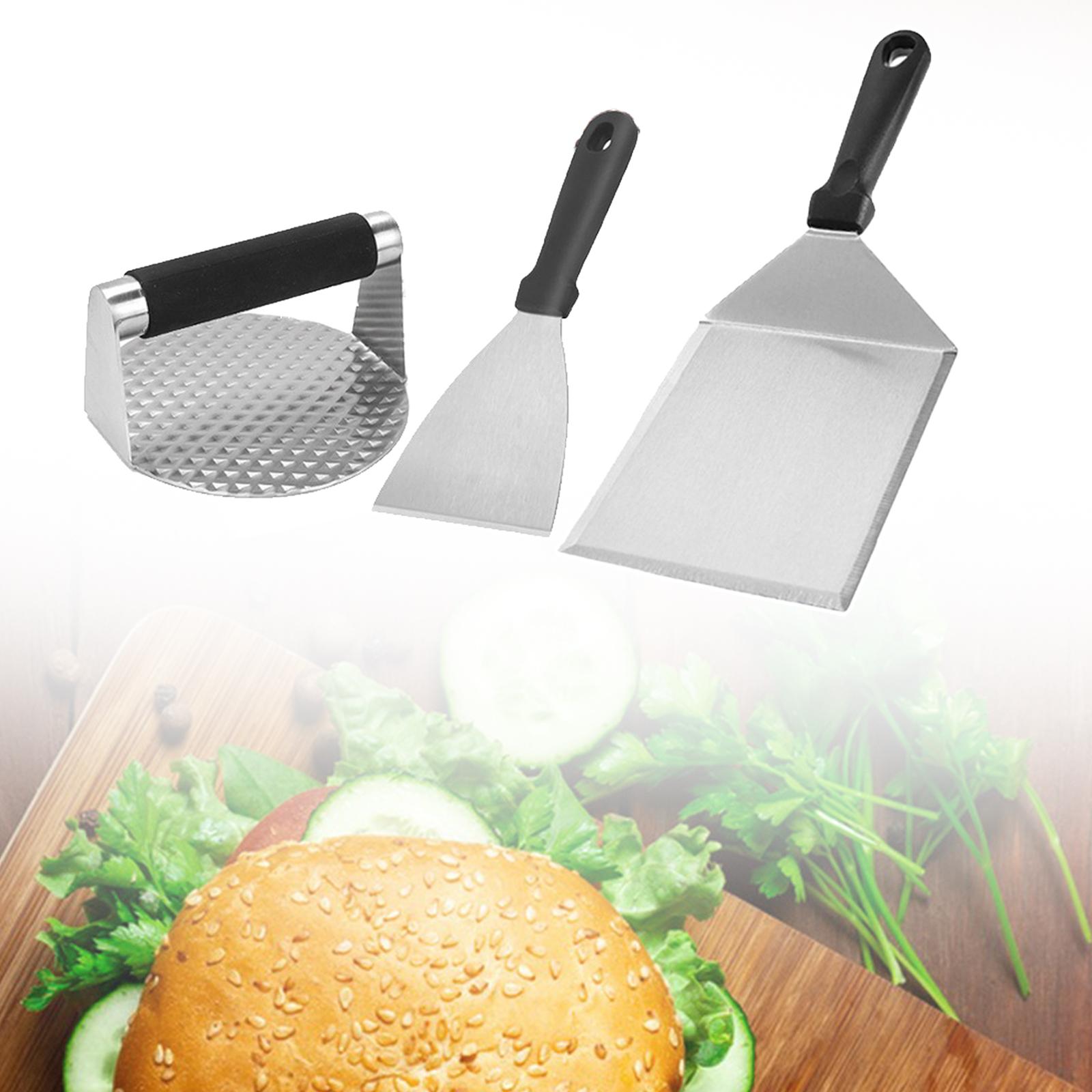 3x Stainless Steel Spatulas Set Silicone Handle for Baking Cooking Barbecues