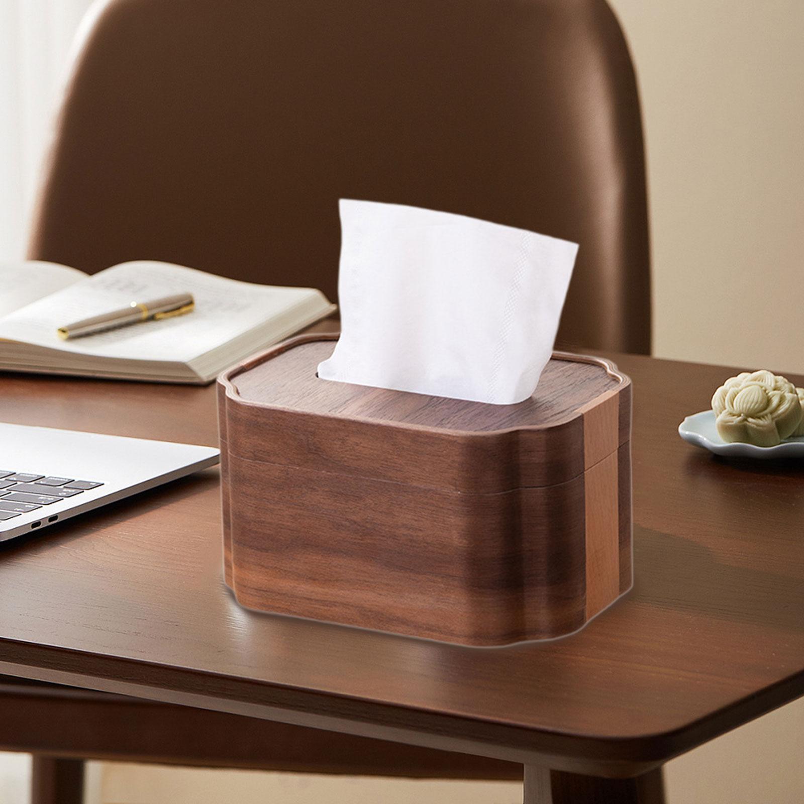 Wooden Tissue Box Convenience Tissue Holder for Hotel Countertop Living Room