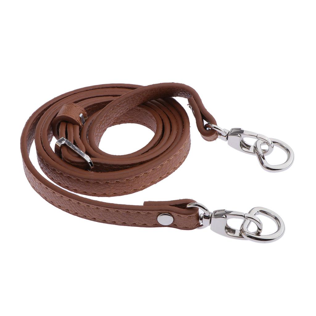 Adjustable Leather Bag Strap Replacement for Bag Making Brown- Silver Buckle