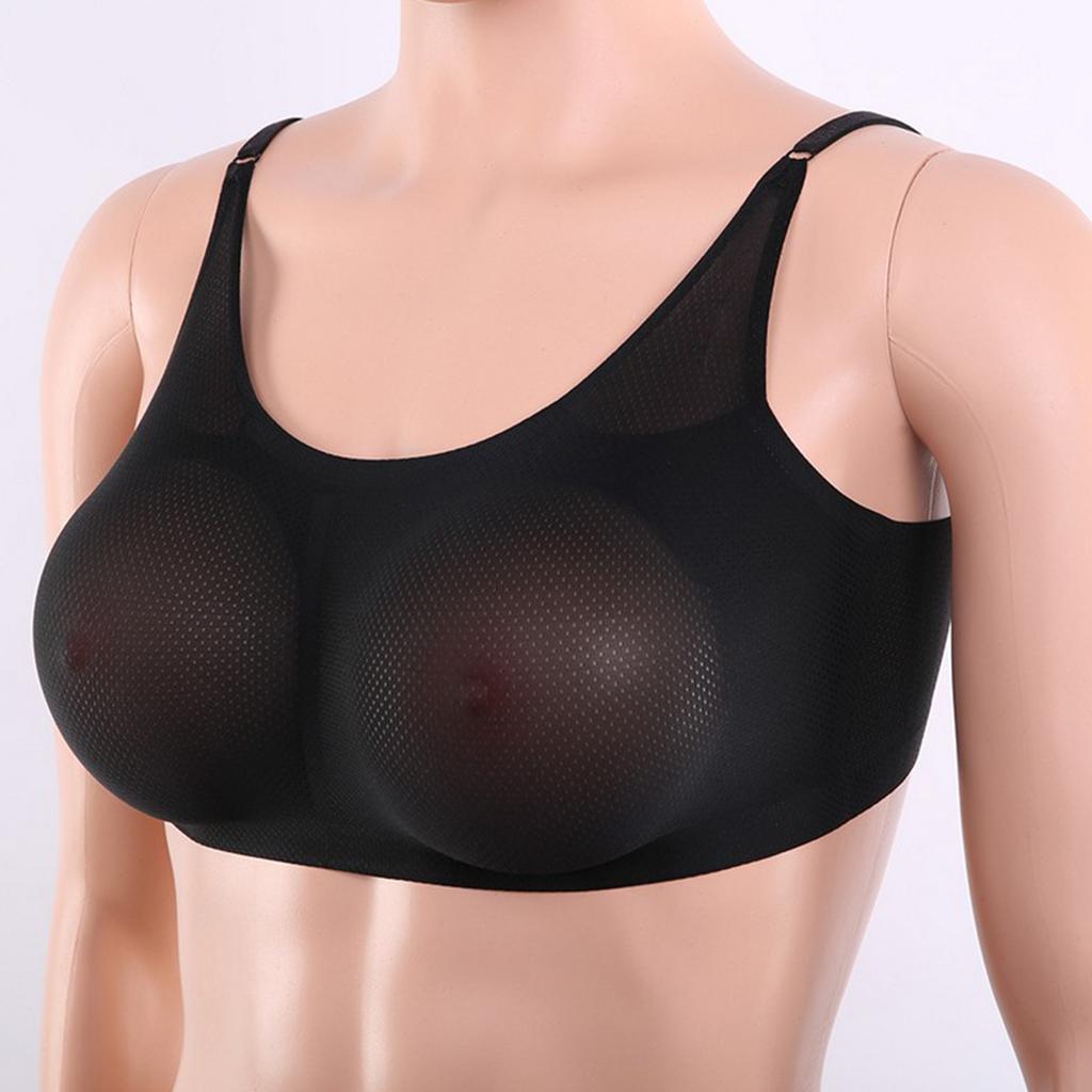 Pocket Bra Top Silicone Fake Boobs for Mastectomy Brassiere Black B