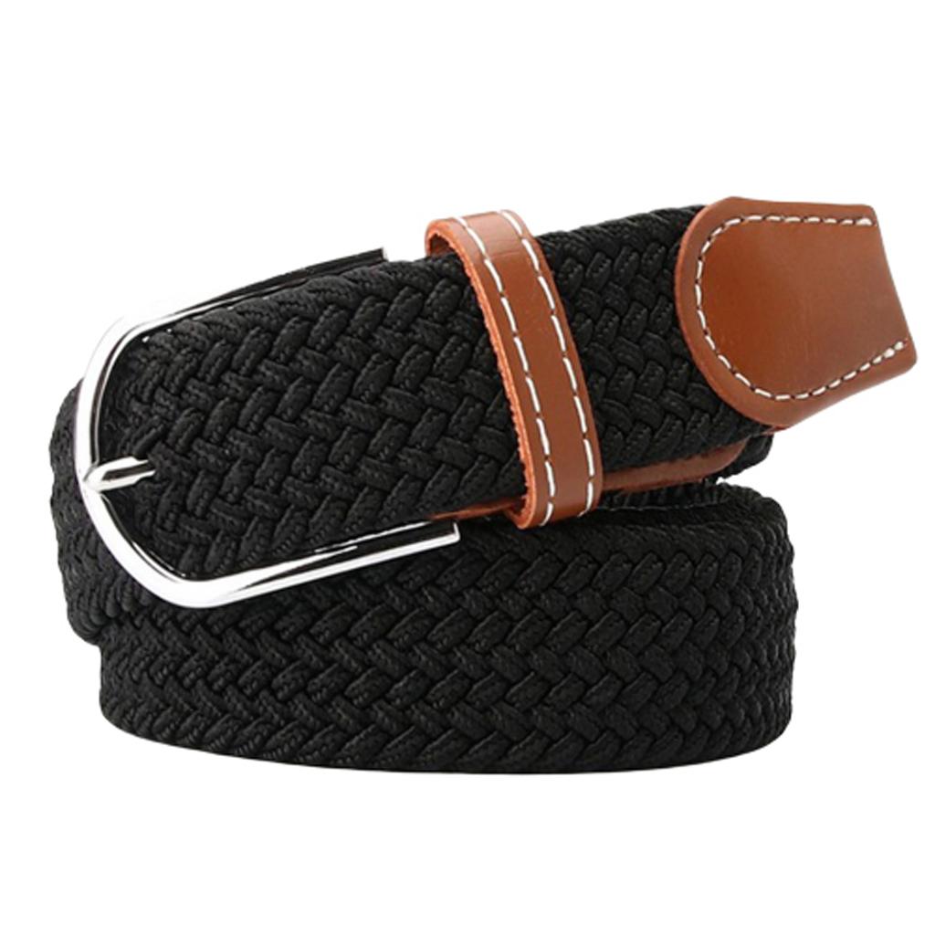 Men Women Casual Woven Canvas Belt Webbing Belt Travel Waistband Black