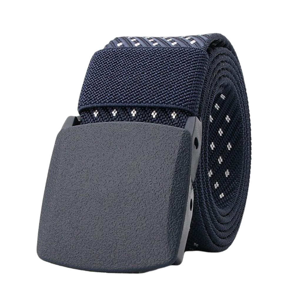 Women Mens Canvas Nylon Waist Belt Strap Casual Waistband Dark Blue+White