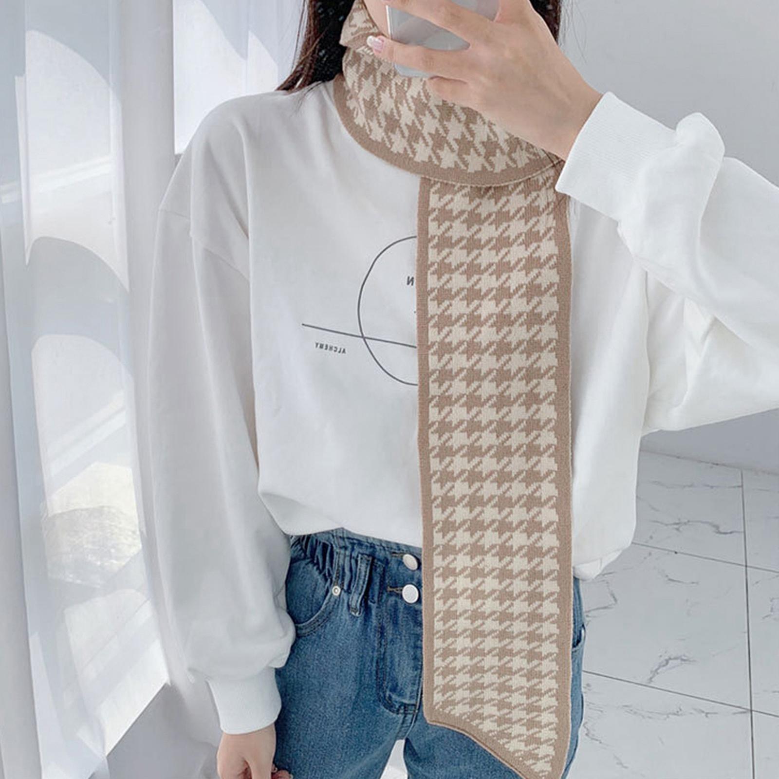 Women Warm Scarf Winter Warm Handmade Knitted Neckerchief Khaki Beige