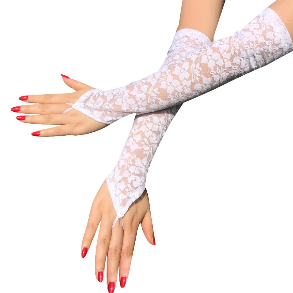 Lace Mesh Gloves White