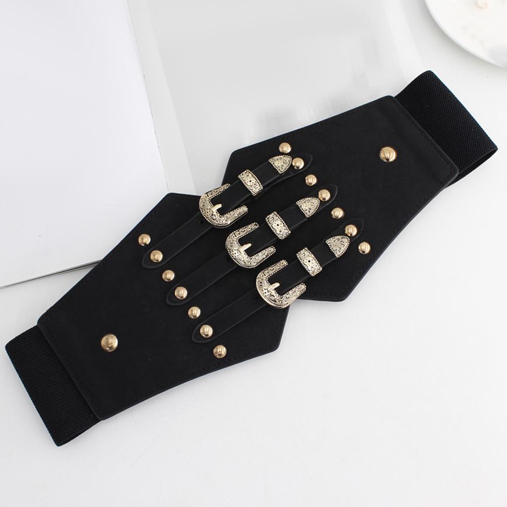 Retro Women Waist Belt Casual Alloy Buckle Fashion Dress Waistband Gold