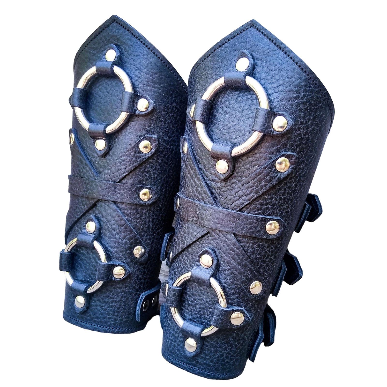 Medieval Steampunk Bracers Arm Wristband  for Steampunk Party  Carbon black