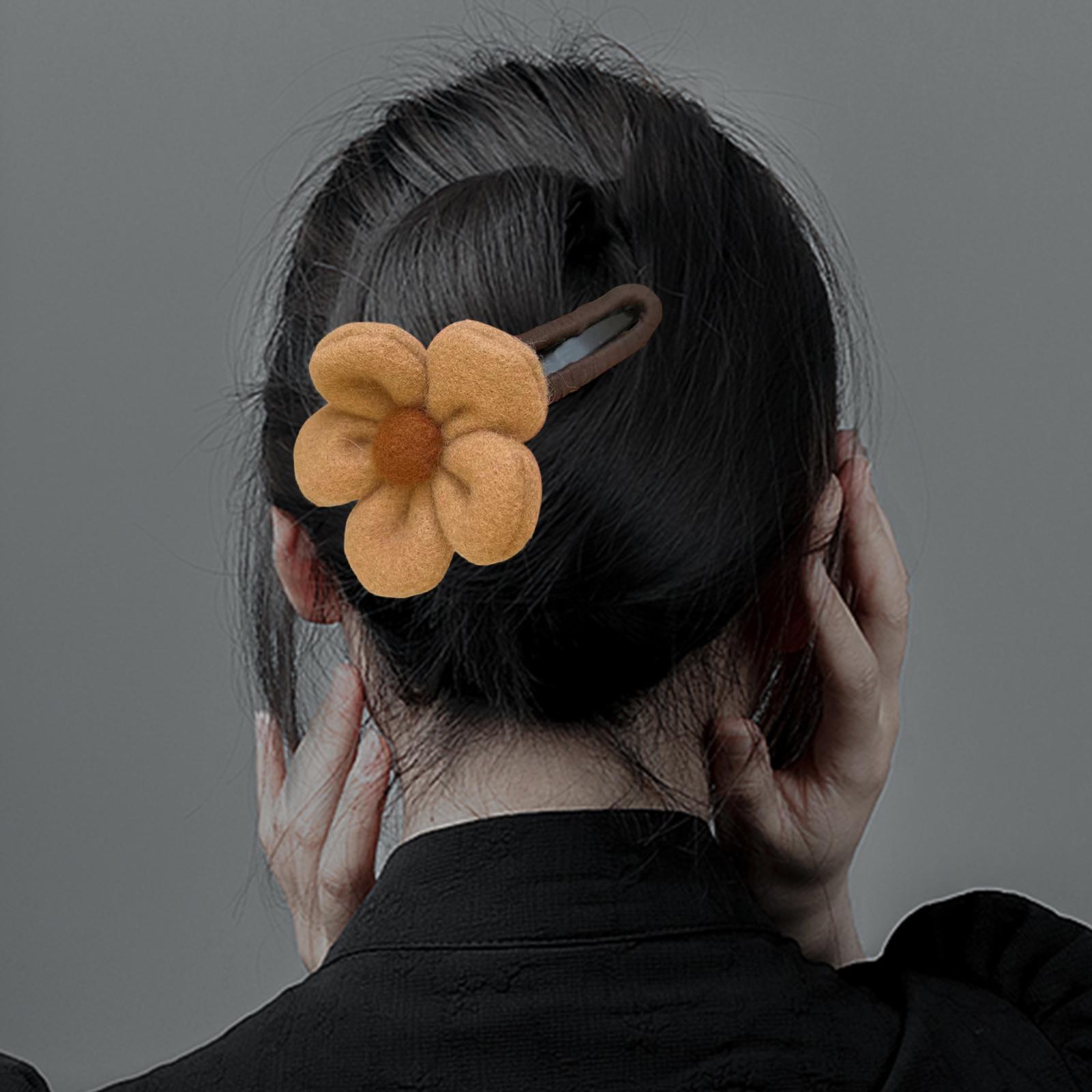 Autumn Winter Large Flower Hair Clip Elegant Hairgrips Women Girl Female Khaki
