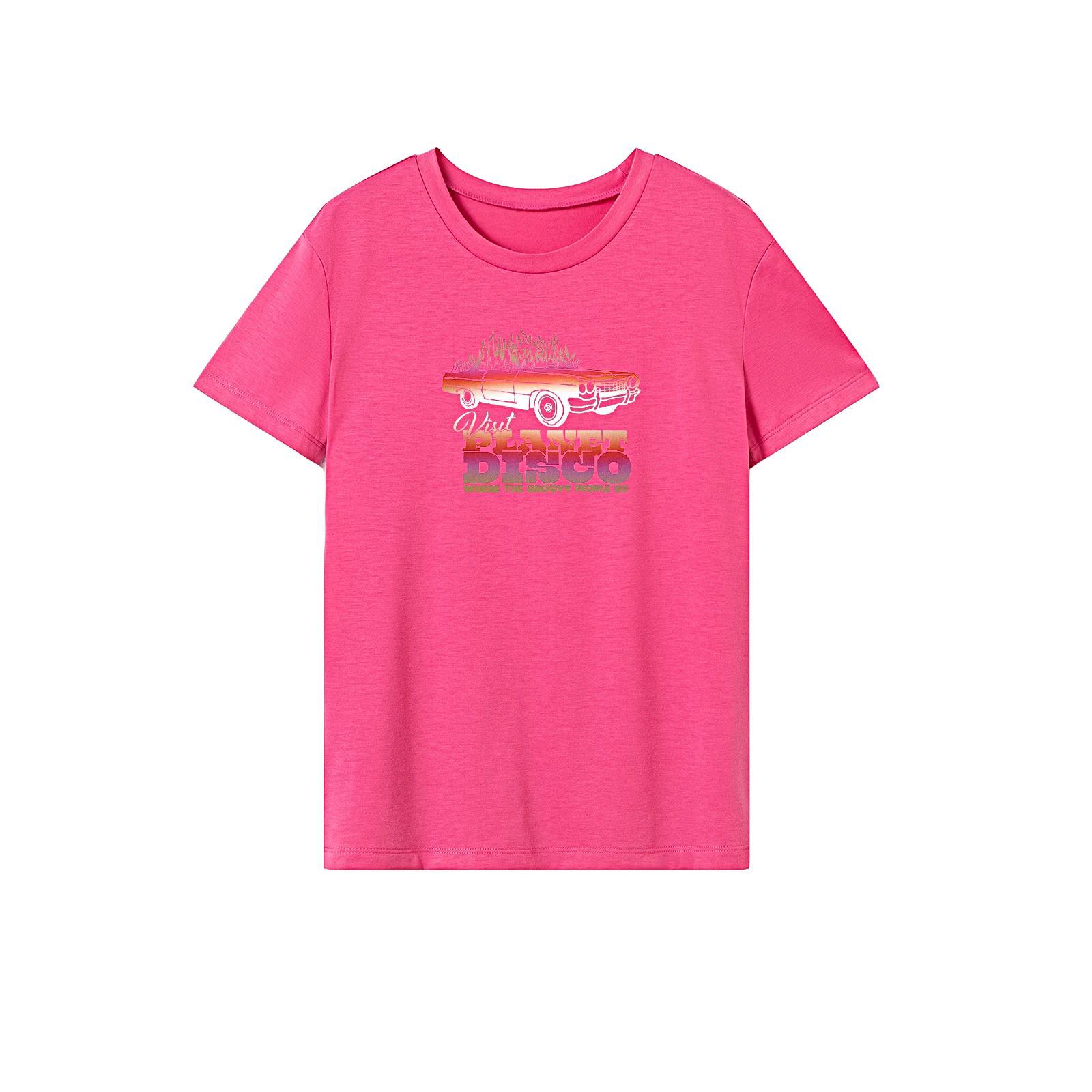 Womens T Shirt Summer Round Neck Basic Tee Shirt for Traveling Hiking Street L