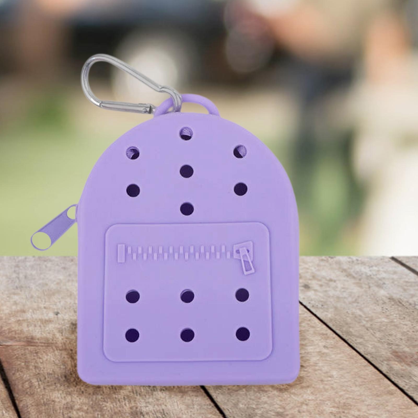 Silicone Wallet Waterproof Zipper Small Storage Bag Lightweight Womens Purse Purple