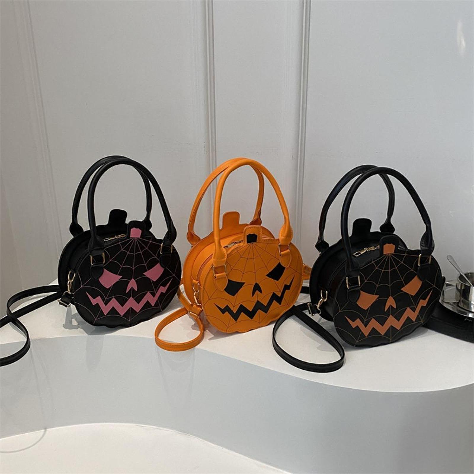 Pumpkin Crossbody Bag Funny Creative Novelty Halloween Themed Top Handle Bag Orange