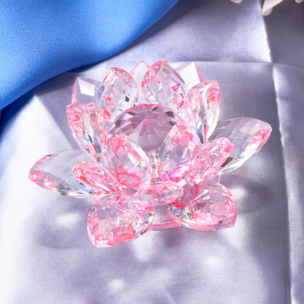 Large Crystal Lotus Flower Ornament with Gift Box, Feng Shui Decor ...