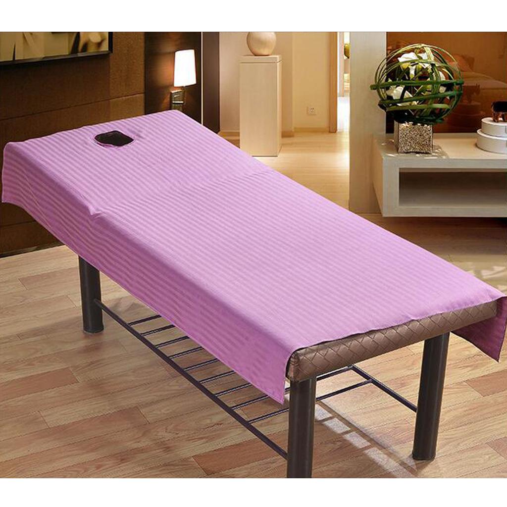 Satin Purple Universal SPA Massage Bed Sheet Cover  120x190cm Hole