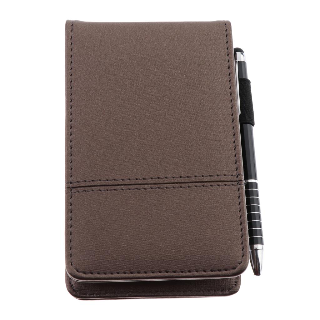 A7 Leather Waterproof Hardcover Notes Book with Calculator+Ballpen Champagne