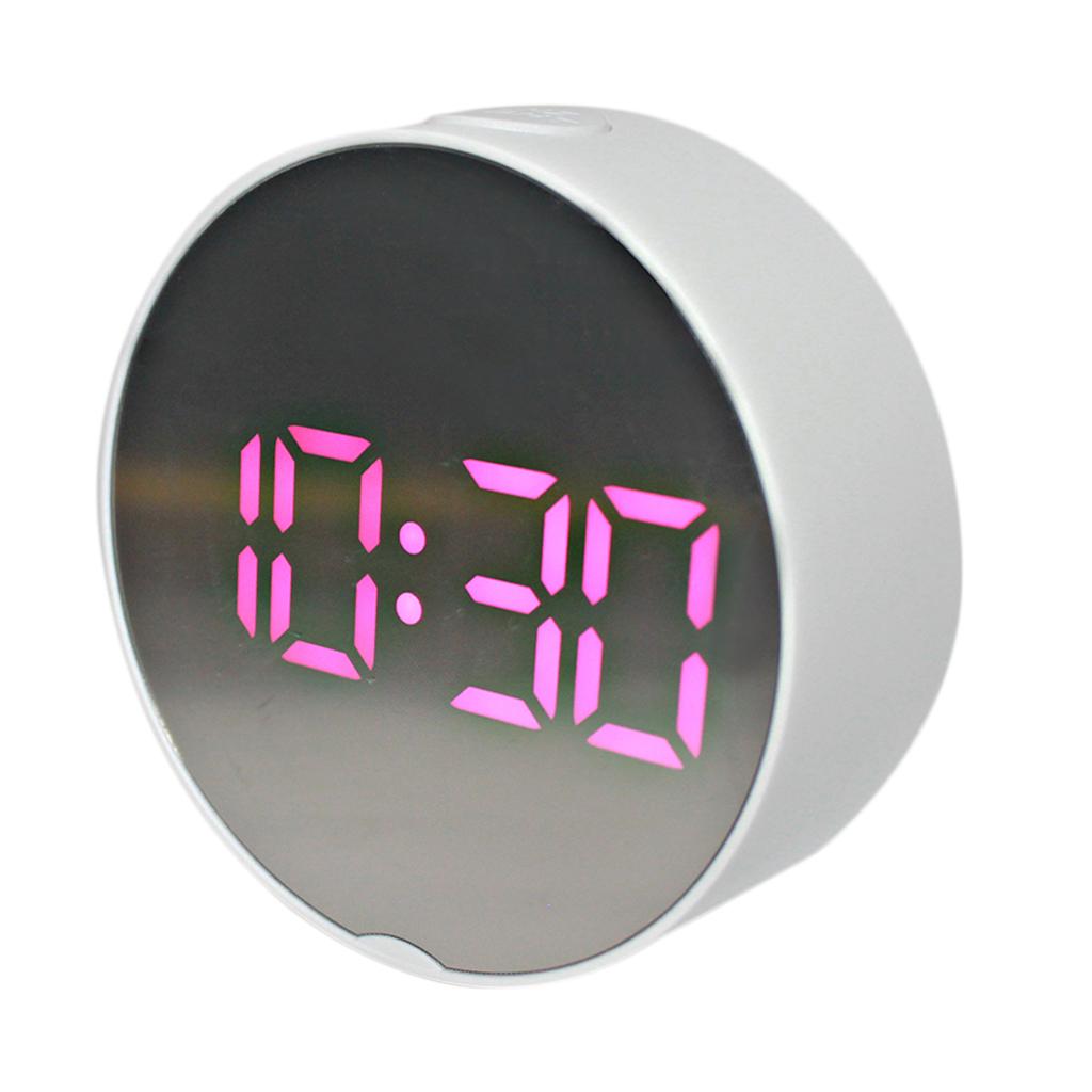 Patasen Digital LED Mirror Alarm Clock Battery Operated Clock Temperature night Lights for Bedroom Living Room Battery Powered & USB Powered（Piazza） Office Travel 