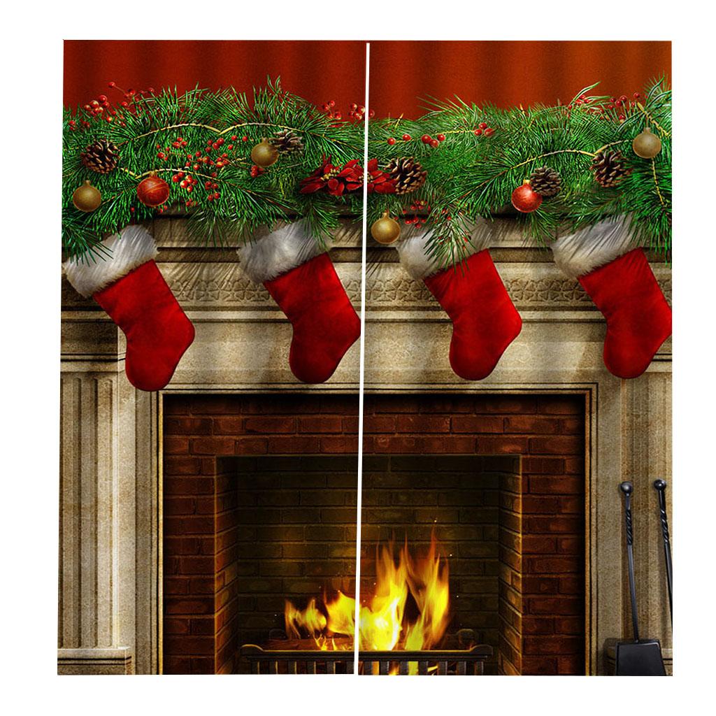 Christmas Curtain Fireplace