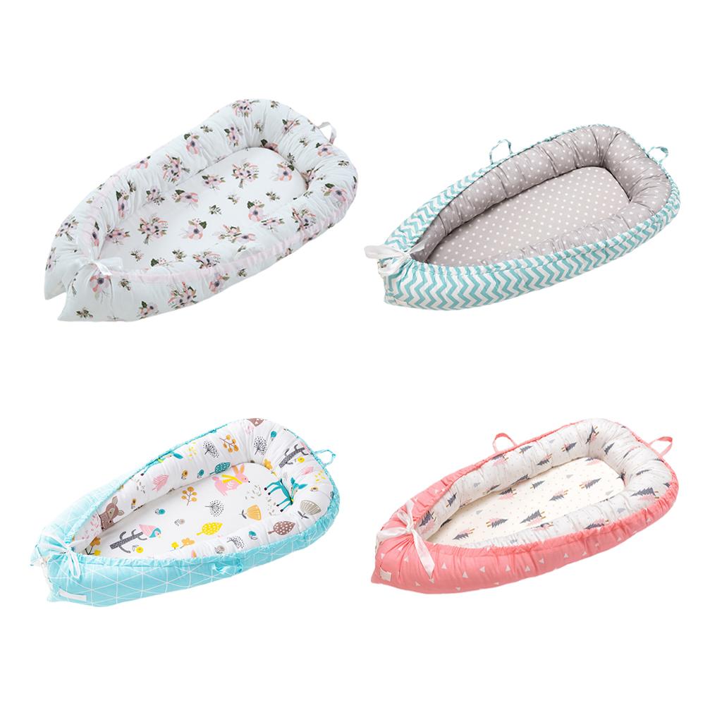 Travel Crib Baby Sleeping Bed Newboard Lounger Bassinet White_ Pink Flower