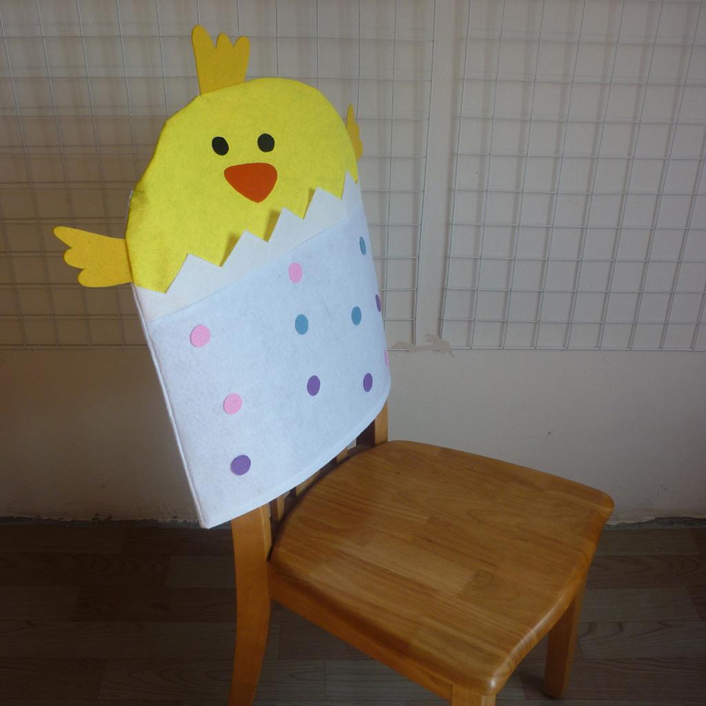 Decorative Chair Back Cover for Easter Yellow Chick